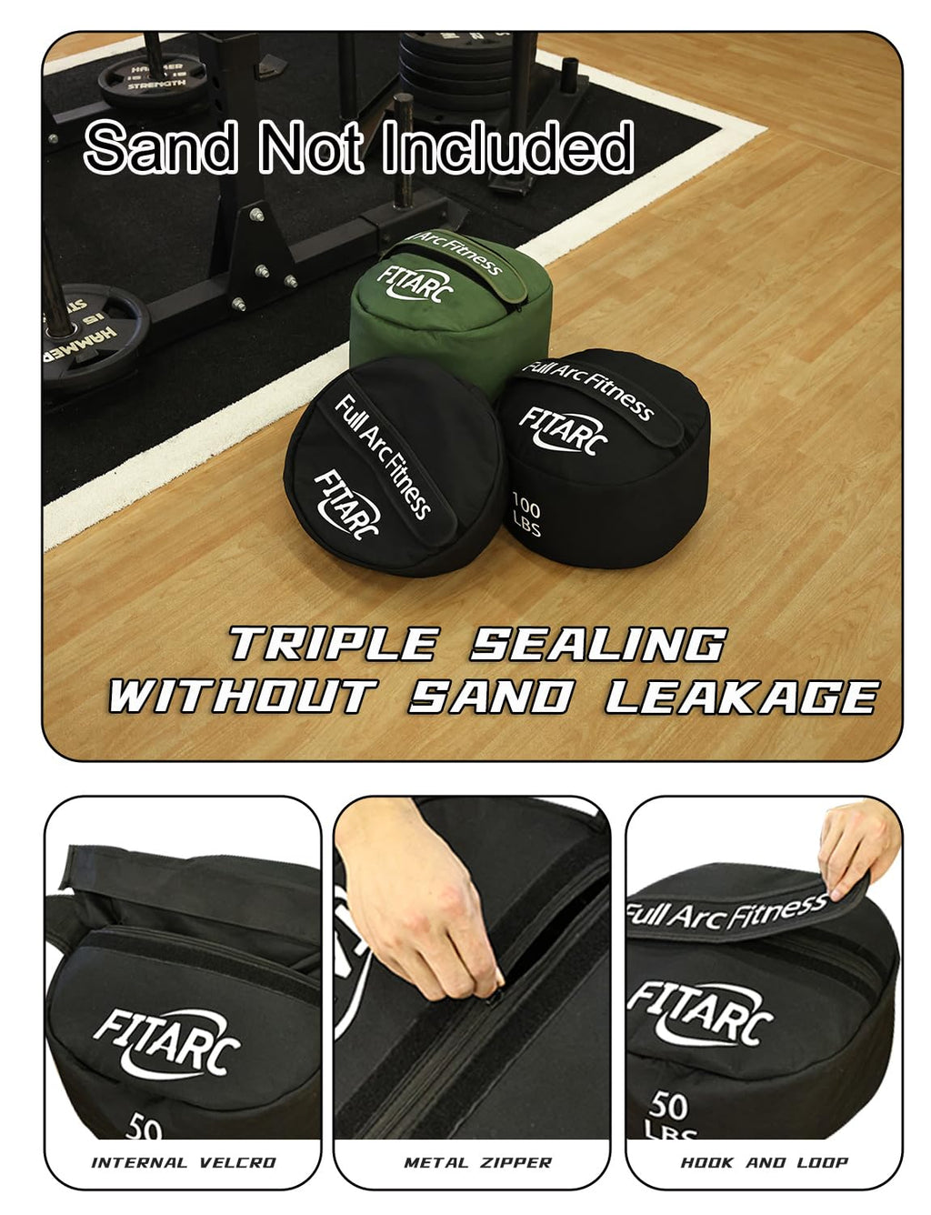 Fitarc Round Sandbag for Weight Training - Durable Fitness Workout Bag