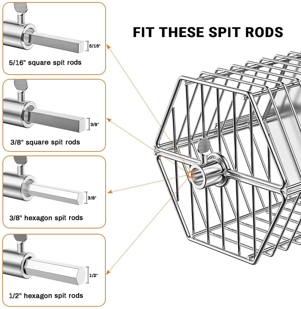 Onlyfire Stainless Steel Round Tumble Rotisserie Basket for Gas Grills