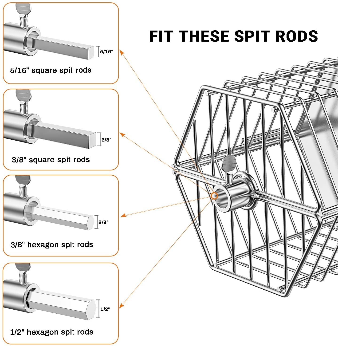 Onlyfire Stainless Steel Round Tumble Rotisserie Basket for Gas Grills