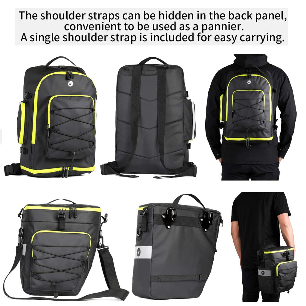 BAIGIO 3-in-1 Bike Panniers | 75L Waterproof Rear Rack Bag & Backpack