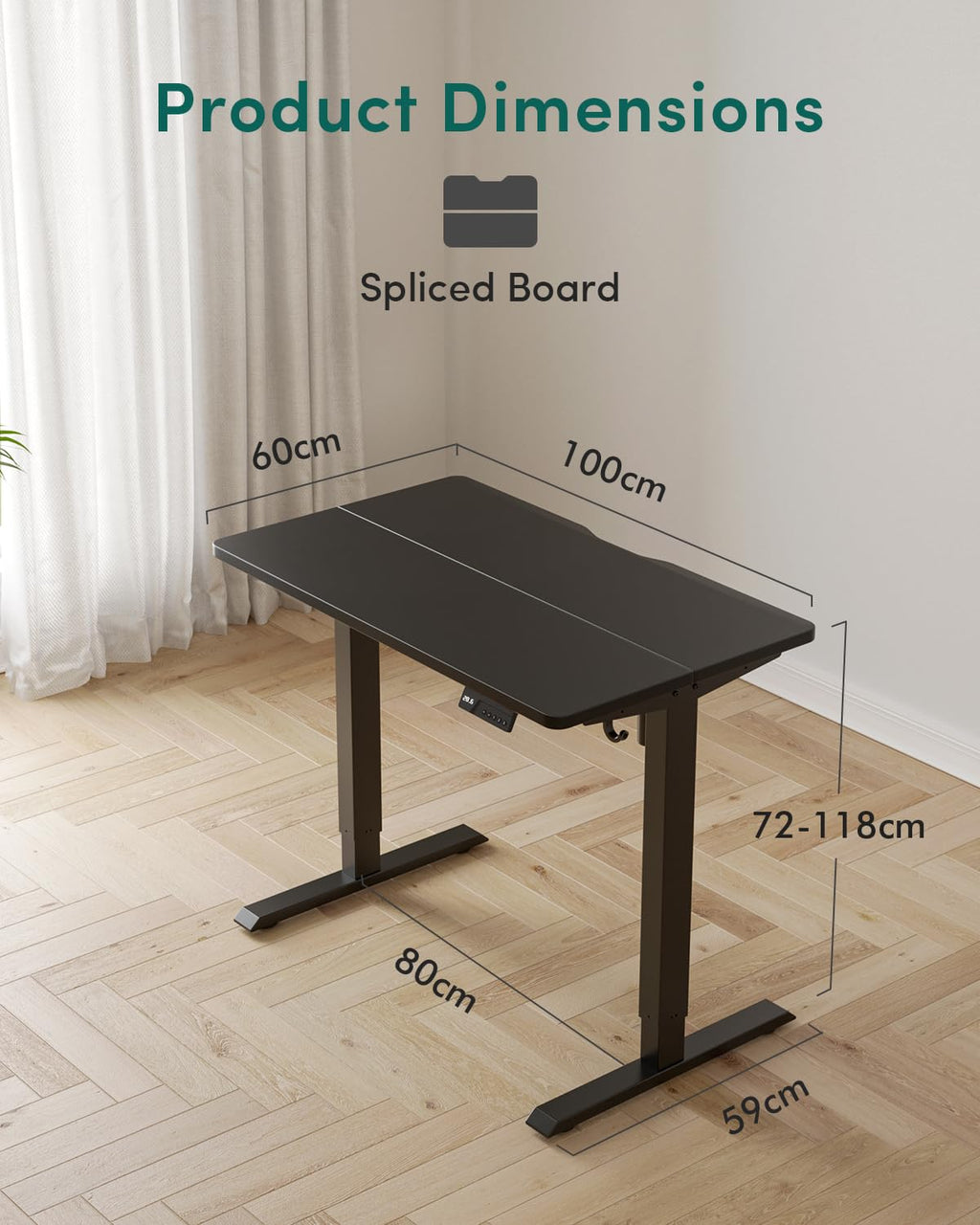 FEZIBO Electric Standing Desk 100 x 60 cm, Height Adjustable Sit Stand Desk with 3 Memory Presets, Home Office Computer Desk - image 2