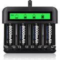 CITYORK 4-Pack D Cell 8000mAh Batteries with 8-Slot Ni-MH Charger