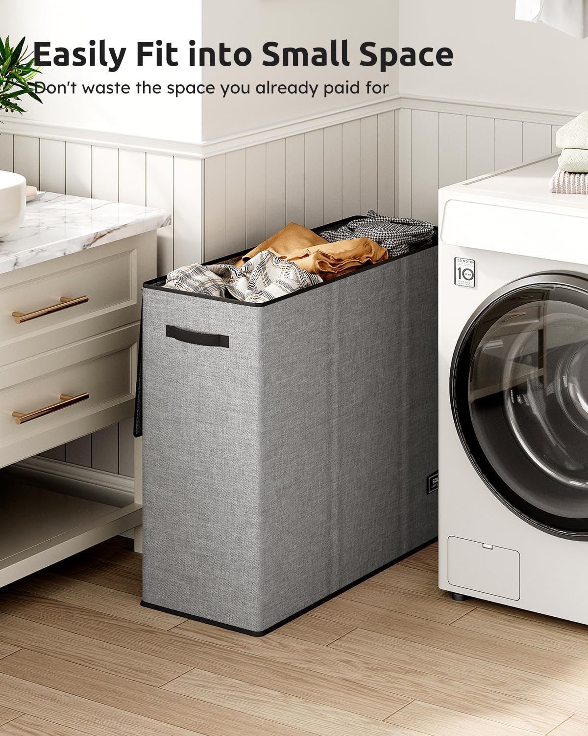 SOLEDI 180L Laundry Basket | 3 Section Large Hamper with Lid & Handles