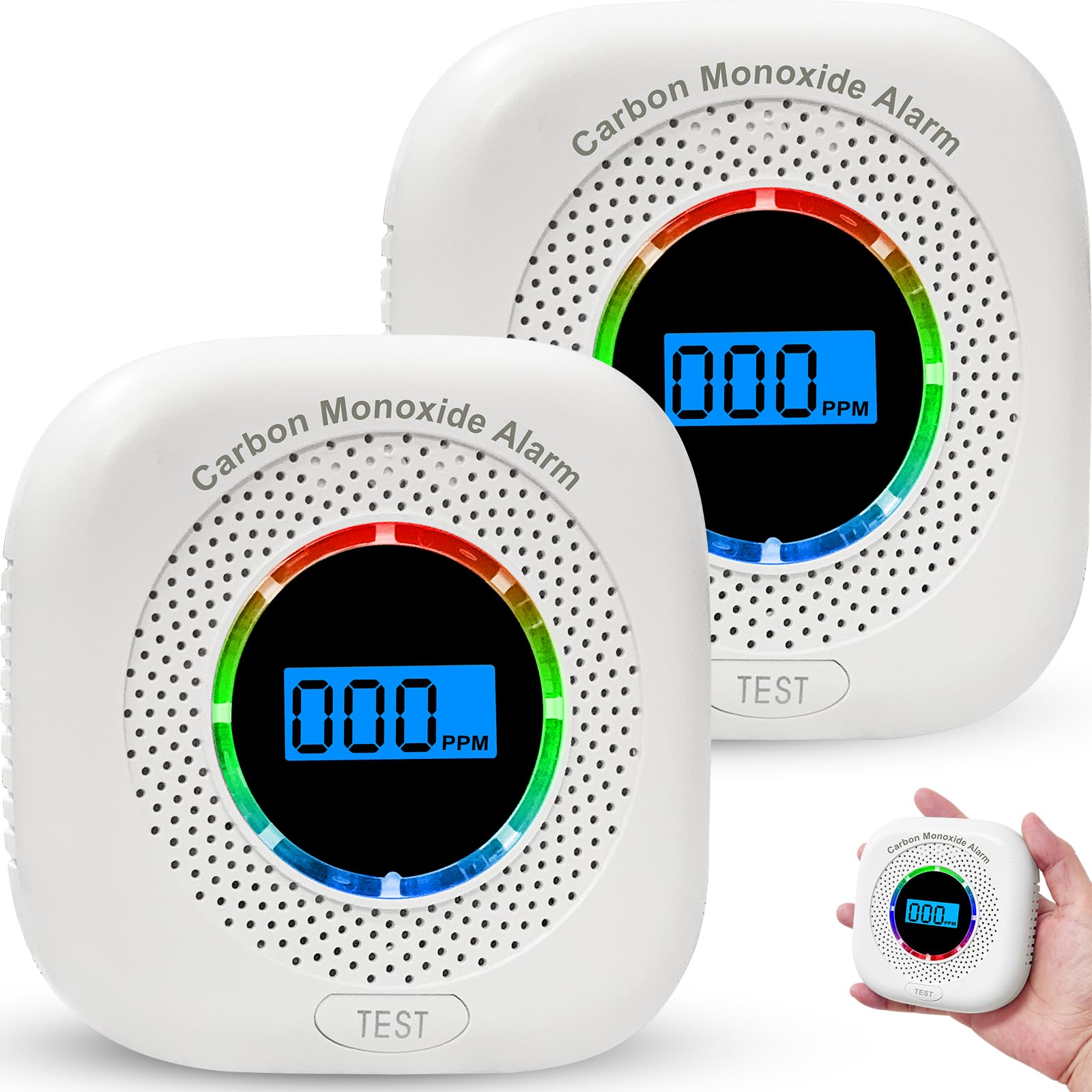 Fenary Carbon Monoxide Detector 2-Pack | Battery Operated CO Alarm with LCD