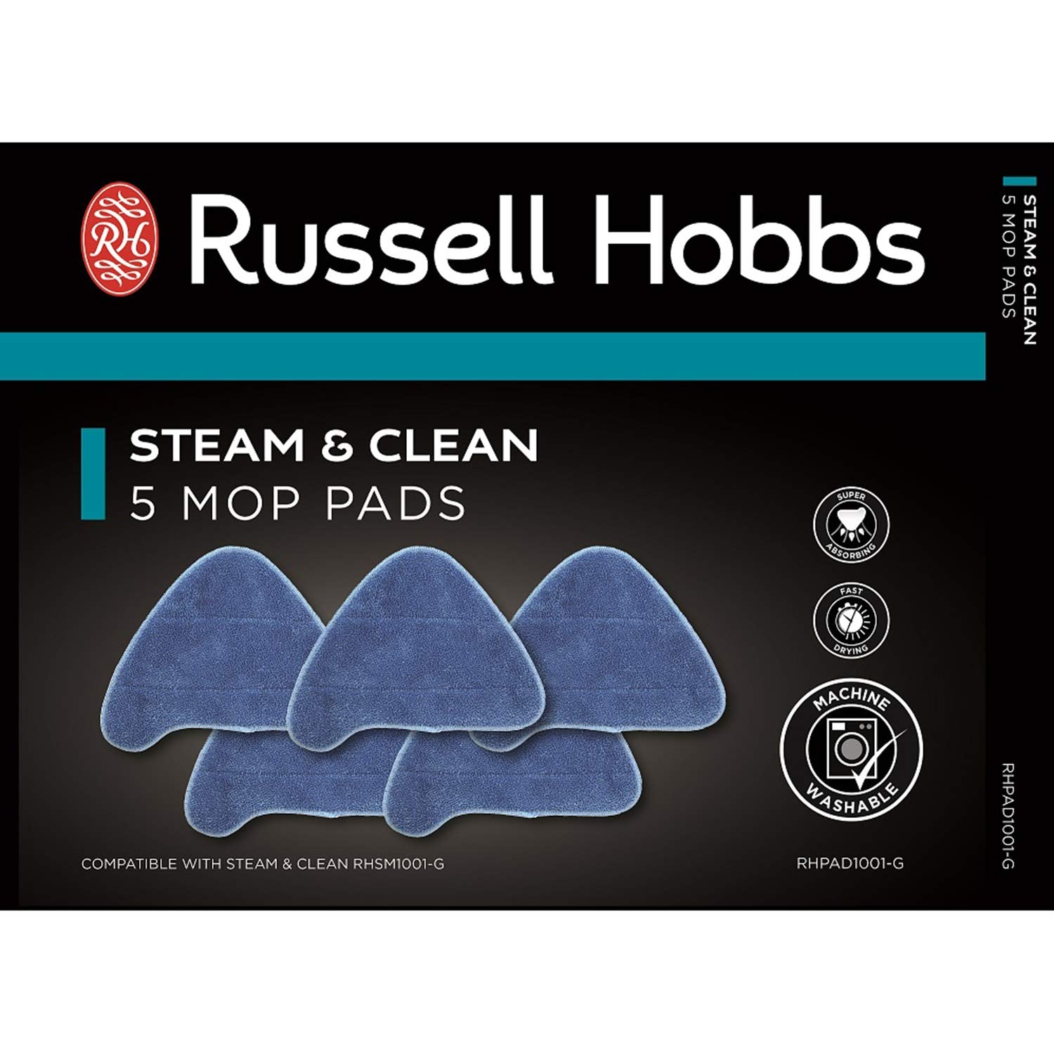 Russell Hobbs Steam Mop Pads for RHSM1001-G - Microfibre, 5 Pack