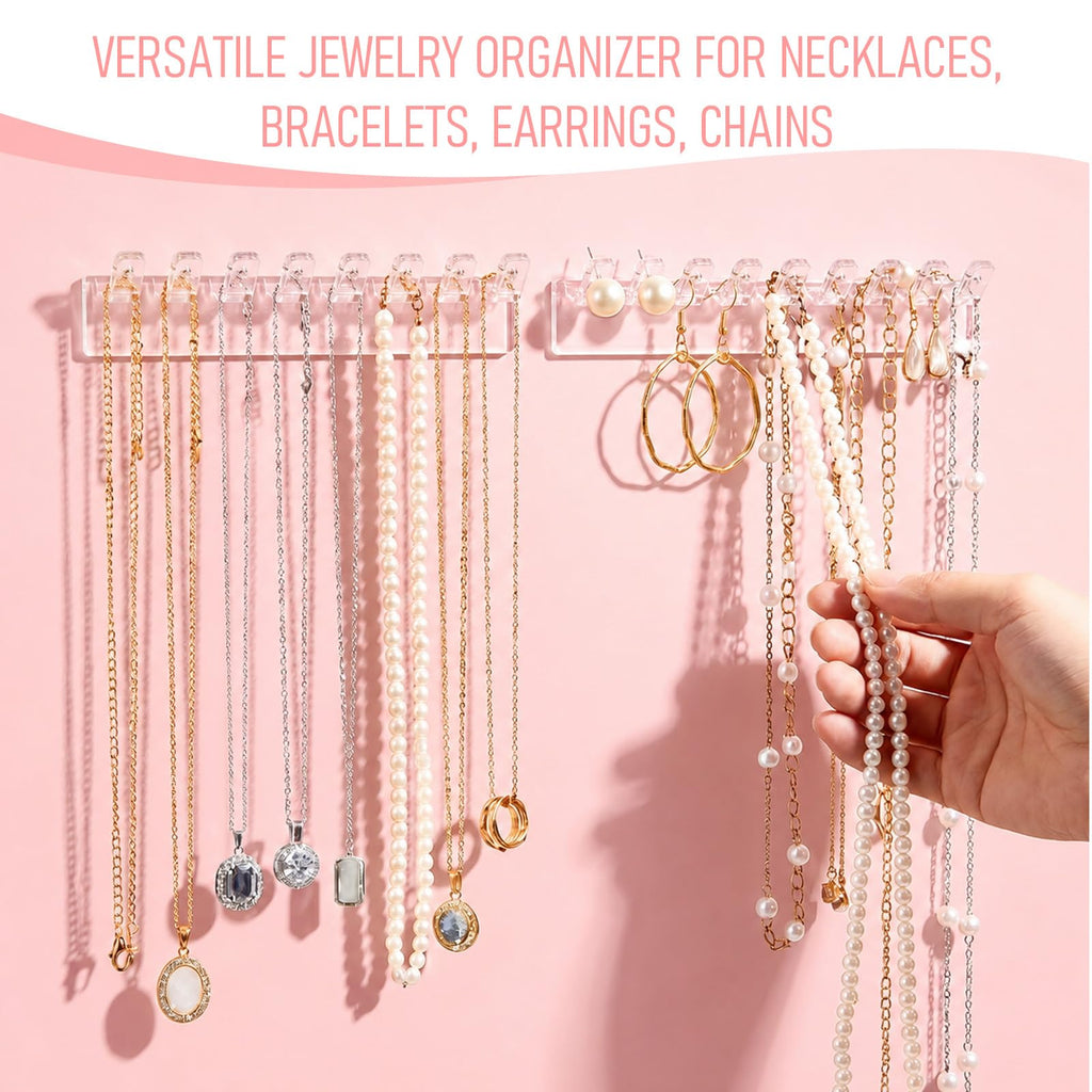12Pcs Necklace Holder Wall Mounted, Acrylic Necklace Organizer with 8 Hooks - image 5