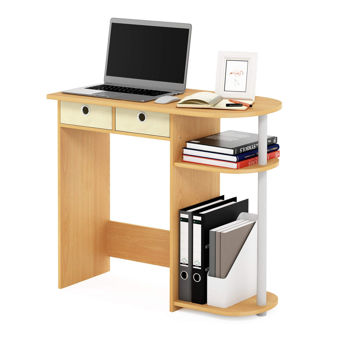 Furinno Go Green Home Laptop Notebook Computer Desk, Study Desk, Writing Desk, Beech/Ivory/White