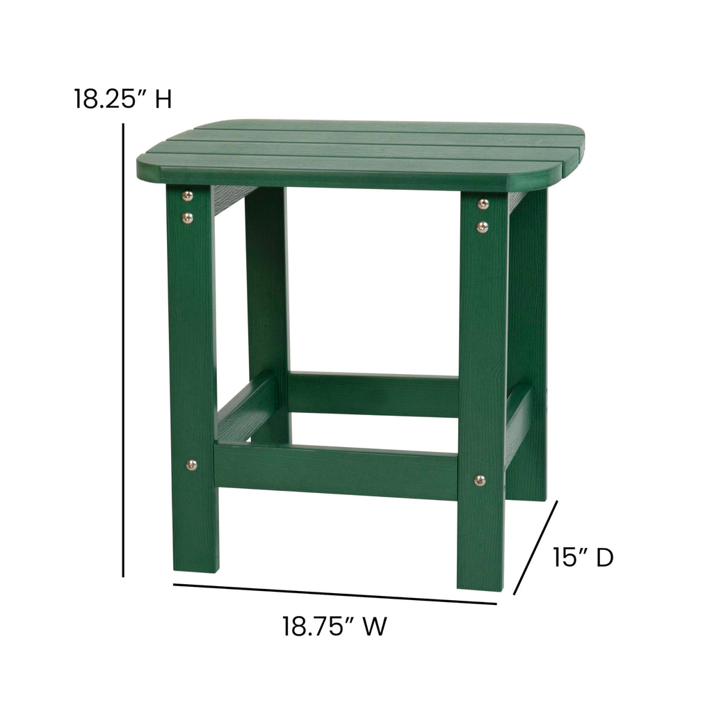 Flash Furniture Charlestown Poly Resin Adirondack Side Table – Green