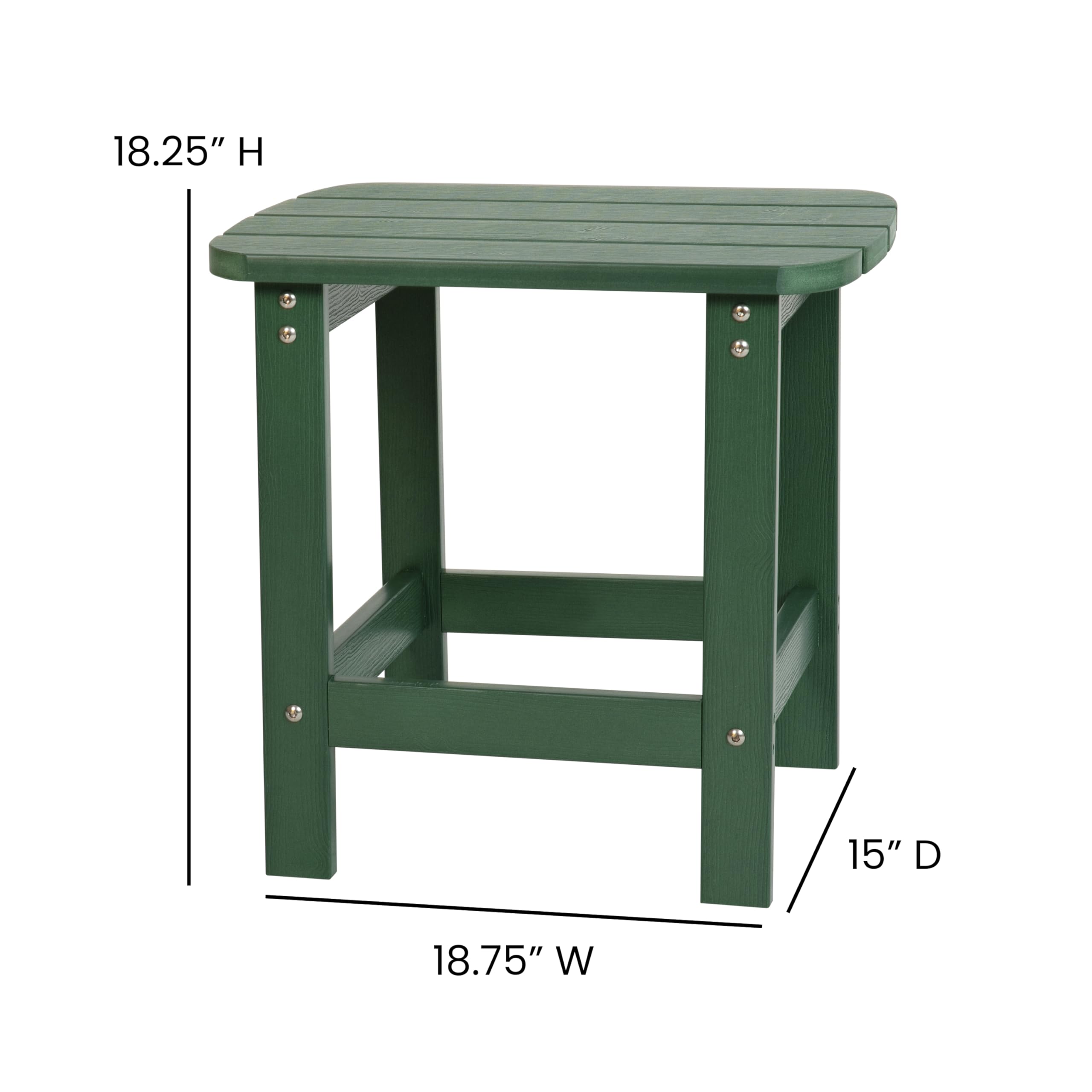 Flash Furniture Charlestown Poly Resin Adirondack Side Table – Green