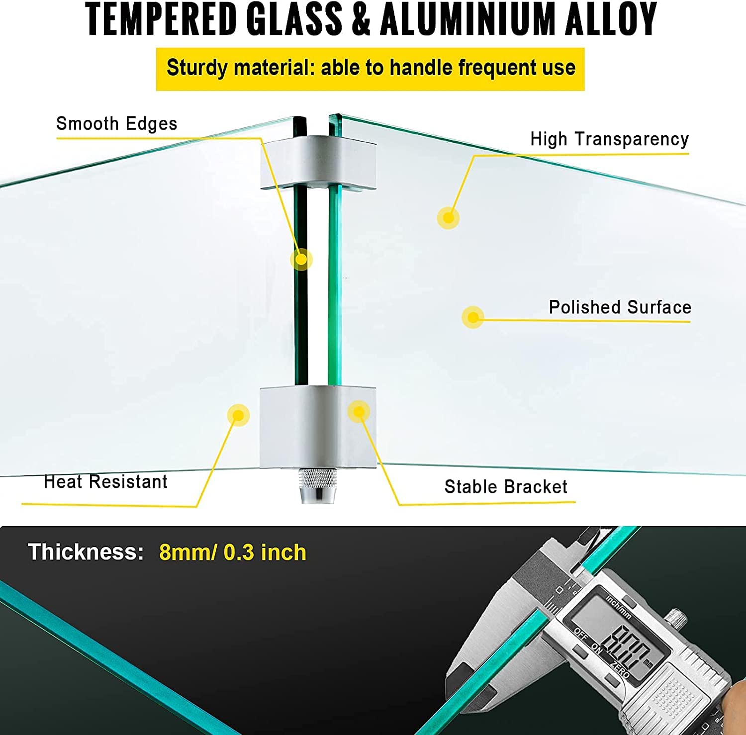MESIDA 14x14x6 Fire Pit Glass Wind Guard | Tempered Glass Flame Shield