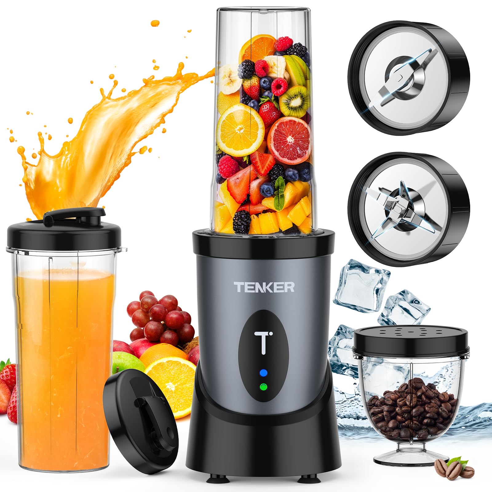 TENKER 900W Personal Smoothie Maker – Portable Mini Blender with Grinder