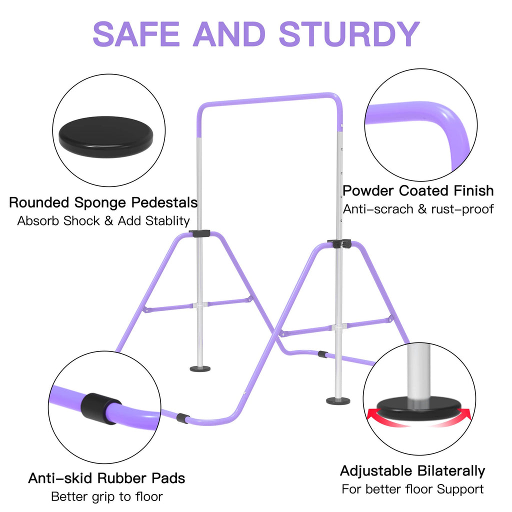 EVERYMILE Gymnastics Kip Bar – Adjustable Folding Training Bar with Rings