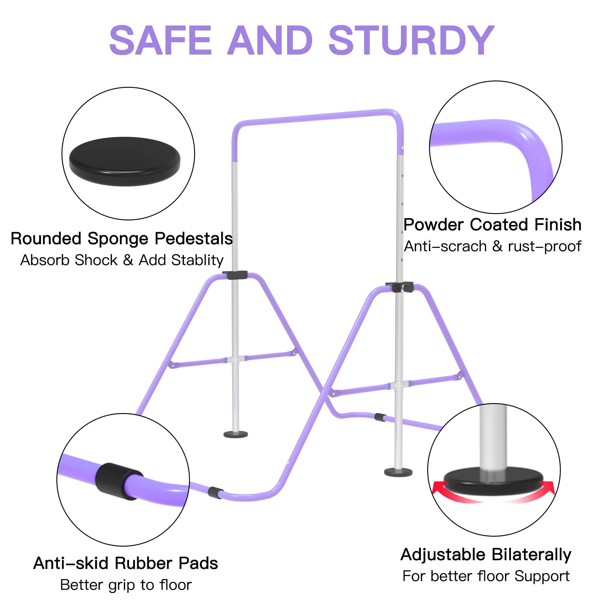 EVERYMILE Gymnastics Kip Bar – Adjustable Folding Training Bar with Rings
