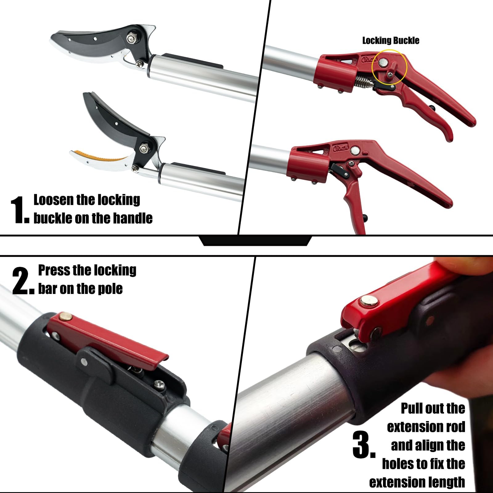 FLORA GUARD Extendable Tree Pruner – 1.4-3m Telescopic Pole Saw & Fruit Picker