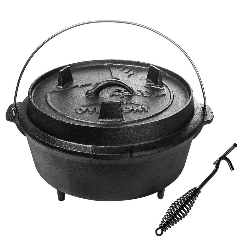 Overmont 9 Quart Cast Iron Dutch Oven with Dual Function Griddle Lid