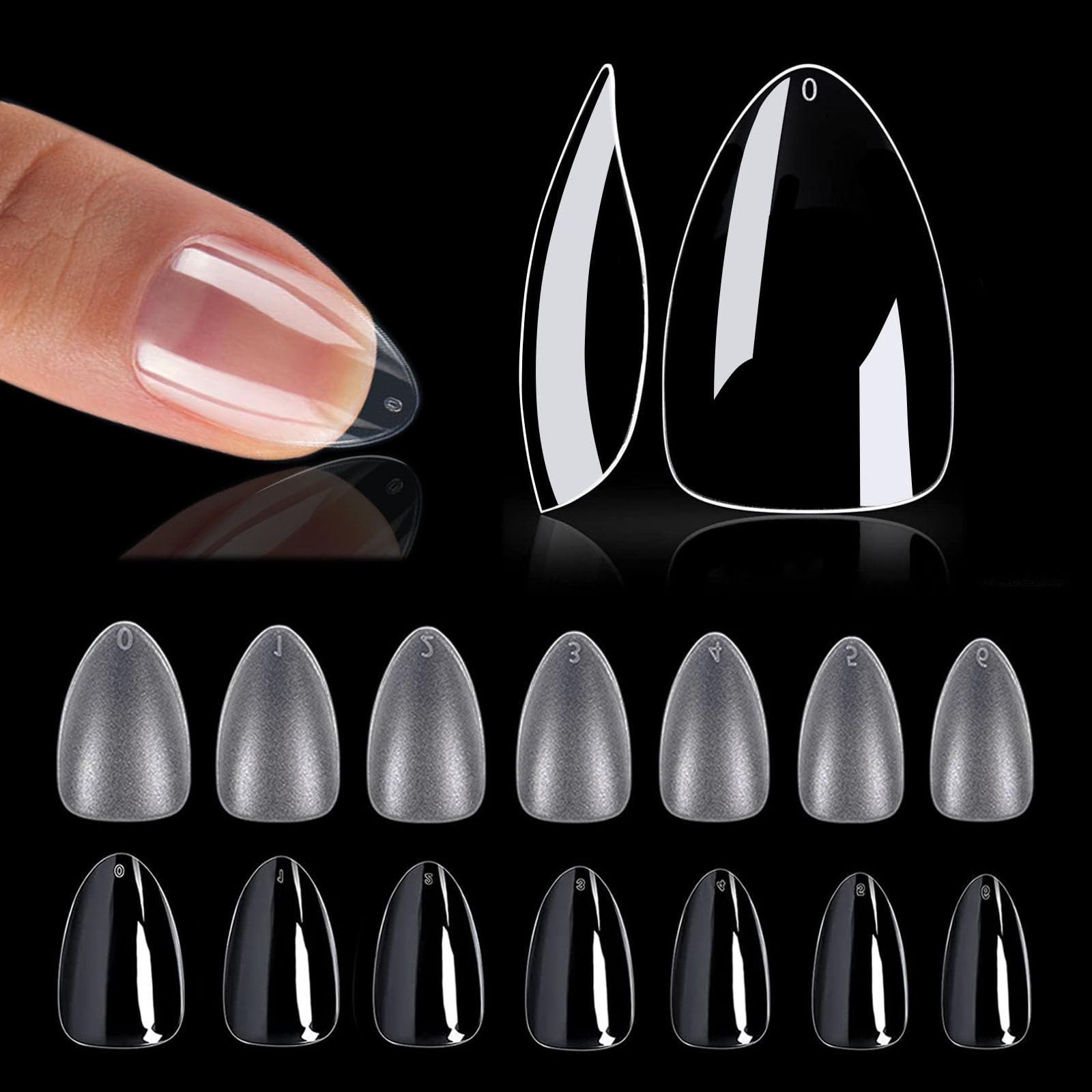 Jolof Store 1020 Pcs Short Almond Soft Gel Nail Tips | Clear & Matte Full Cover
