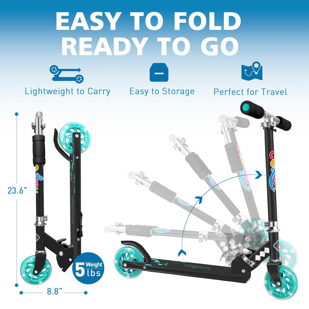 BELEEV V1 Kids Kick Scooter | Folding 2-Wheel Design with LED Light Up Wheels