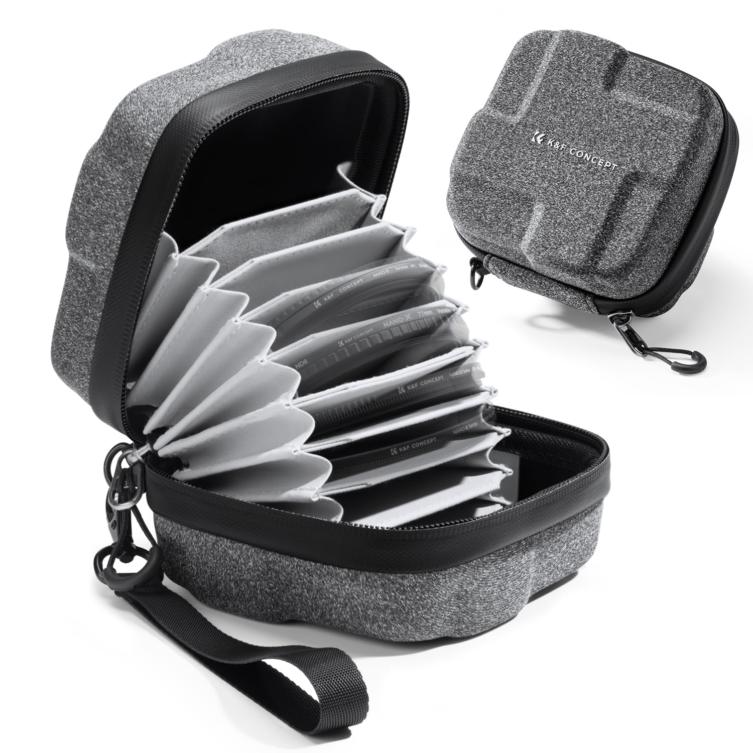 K&F Concept 10-in-1 Lens Filter Case | Hard Shell Pouch Up to 95mm