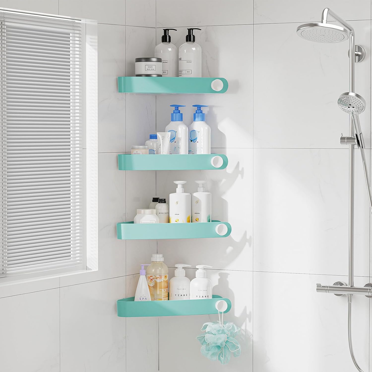 Sotfamily Corner Shower Caddy – 4 Pack Rust-Free Adhesive Shelves