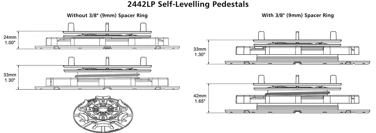StrataRise Low Profile Self-Levelling Joist Support for Floors & Decks - 30 Pack