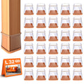 32 Pcs Square Chair Leg Floor Protectors | Clear Silicone