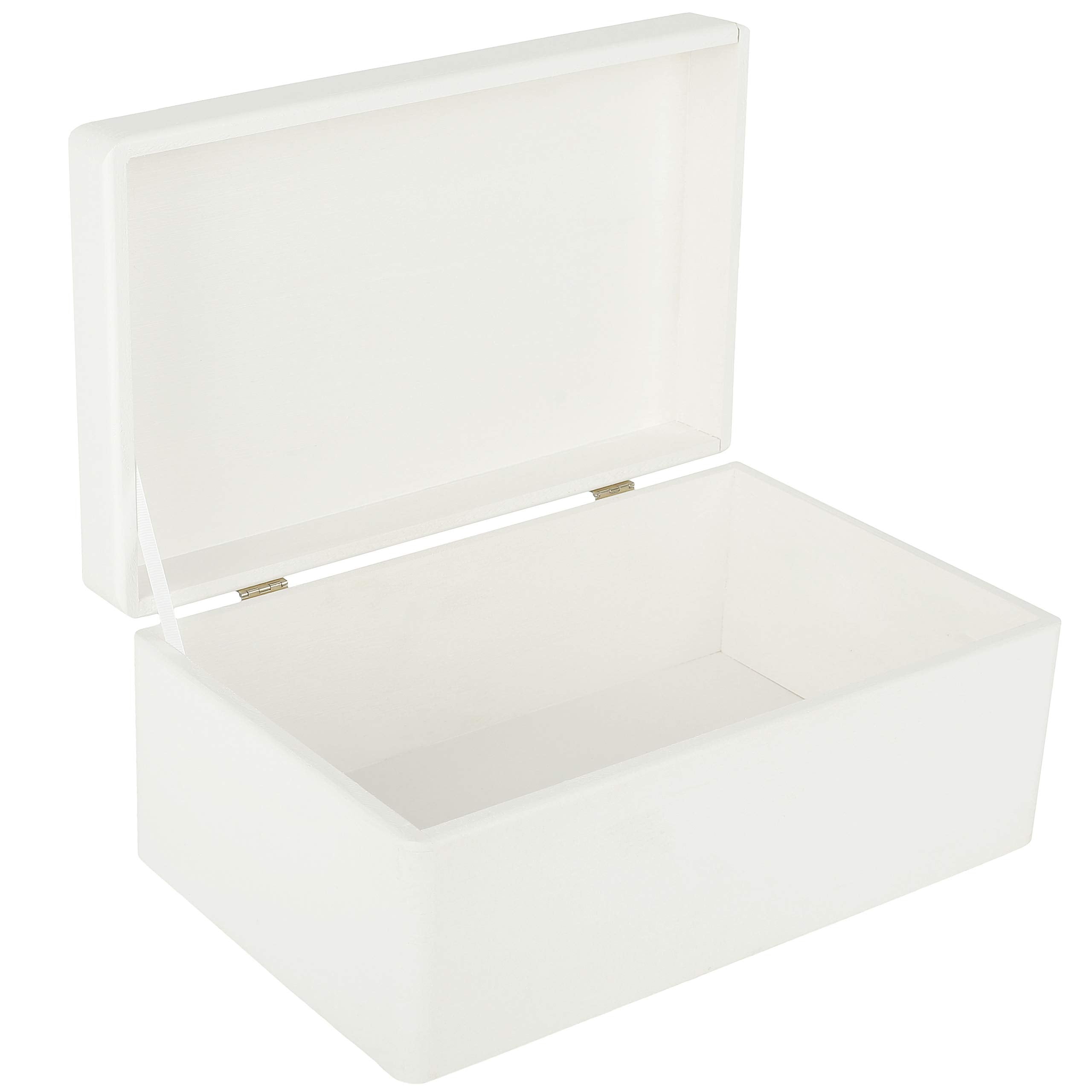 Creative Deco Large White Wooden Storage Box with Lid | 30x20x14cm