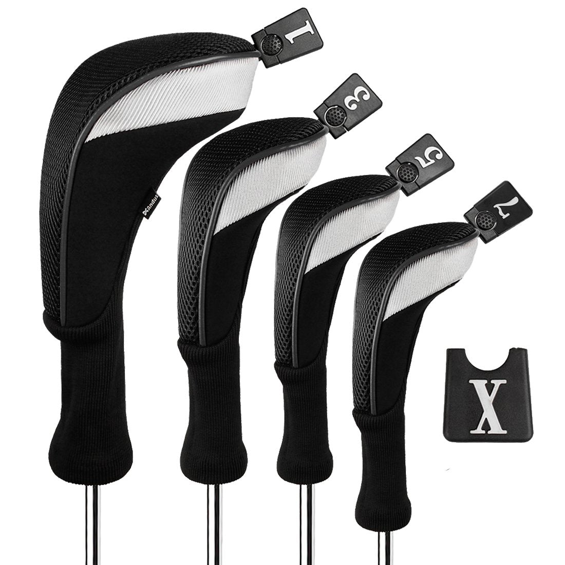 Andux Golf Wood Club Head Covers - 4pc Set for 460cc Driver & Woods