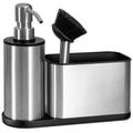 Oriware Stainless Steel Kitchen Sink Caddy with Soap Dispenser & Brush