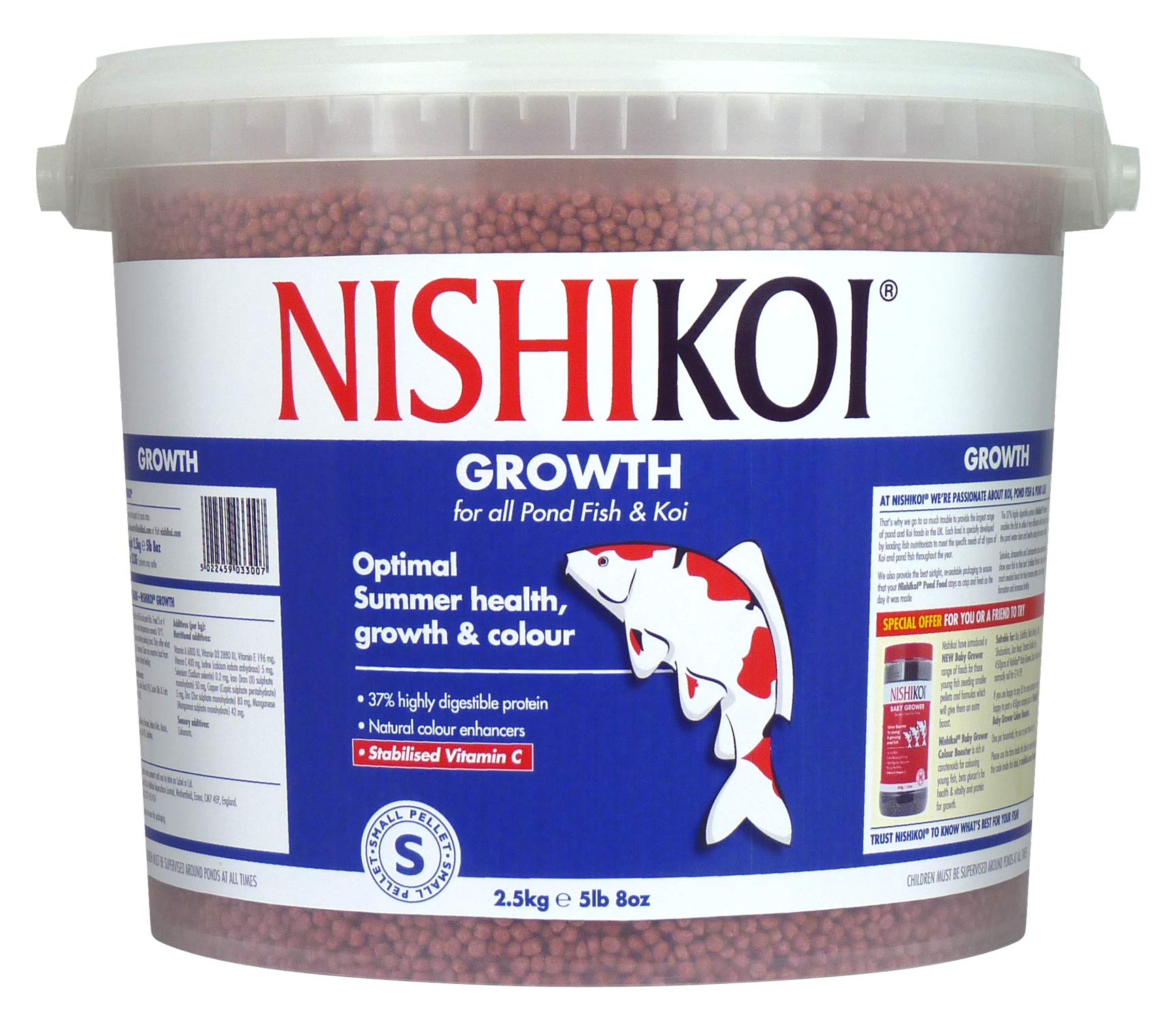 Nishikoi Growth Koi & Pond Fish Food | High Protein Small Pellets – 2.5kg