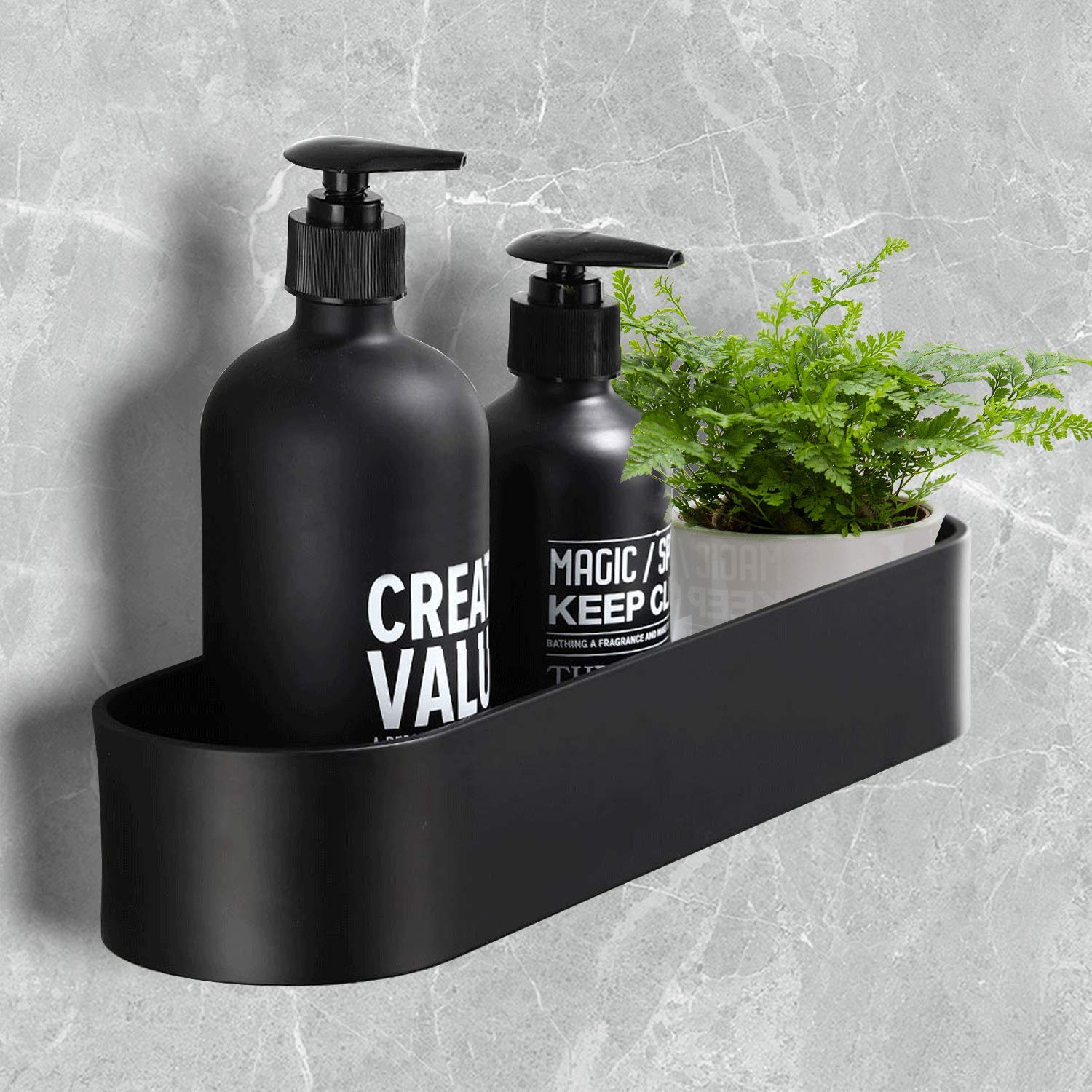 Libershine Black Shower Caddy - Rustproof Aluminum No-Drill Bathroom Shelf