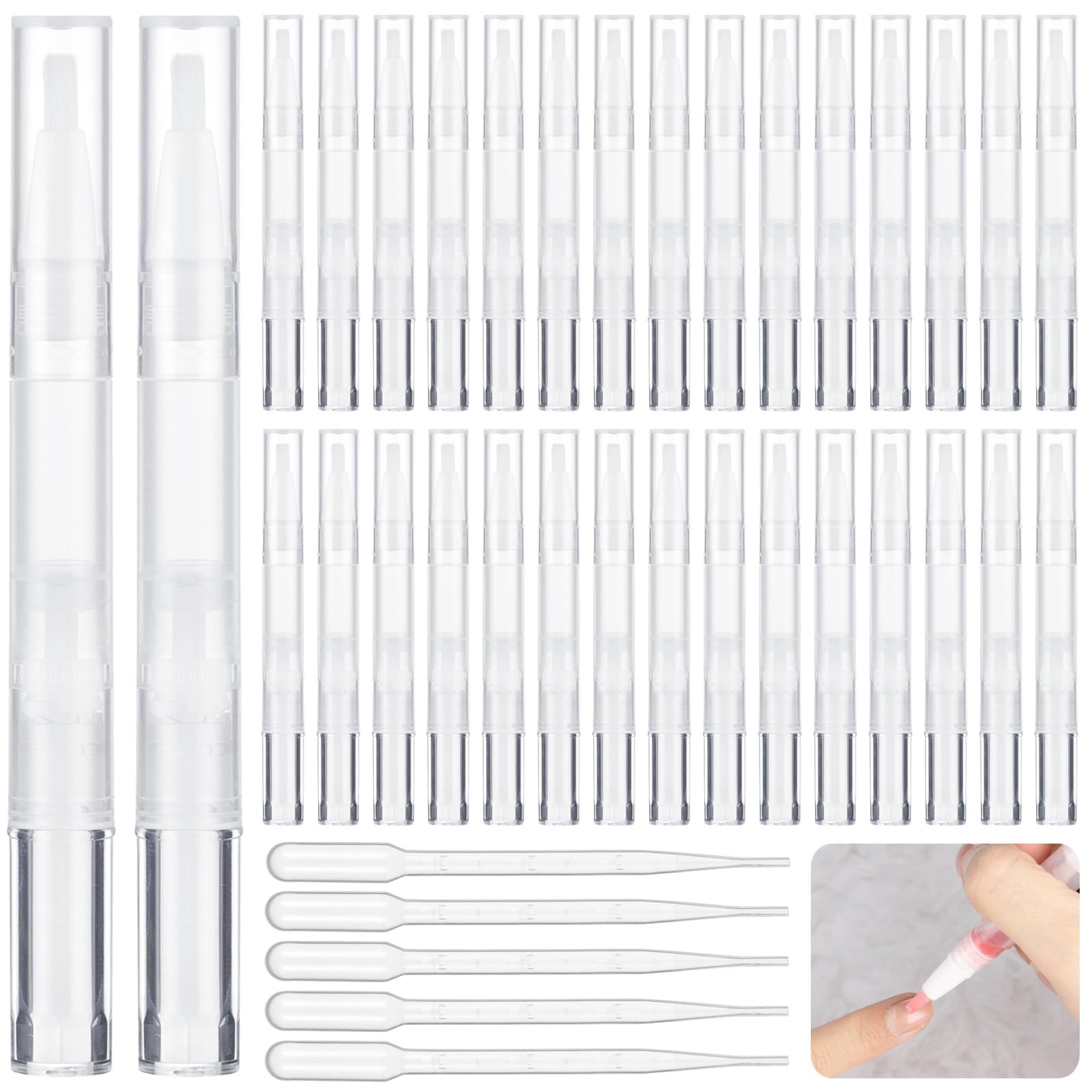 Jolof Store 50-Piece 3ml Empty Cuticle Oil Pens | Transparent Twist Pens