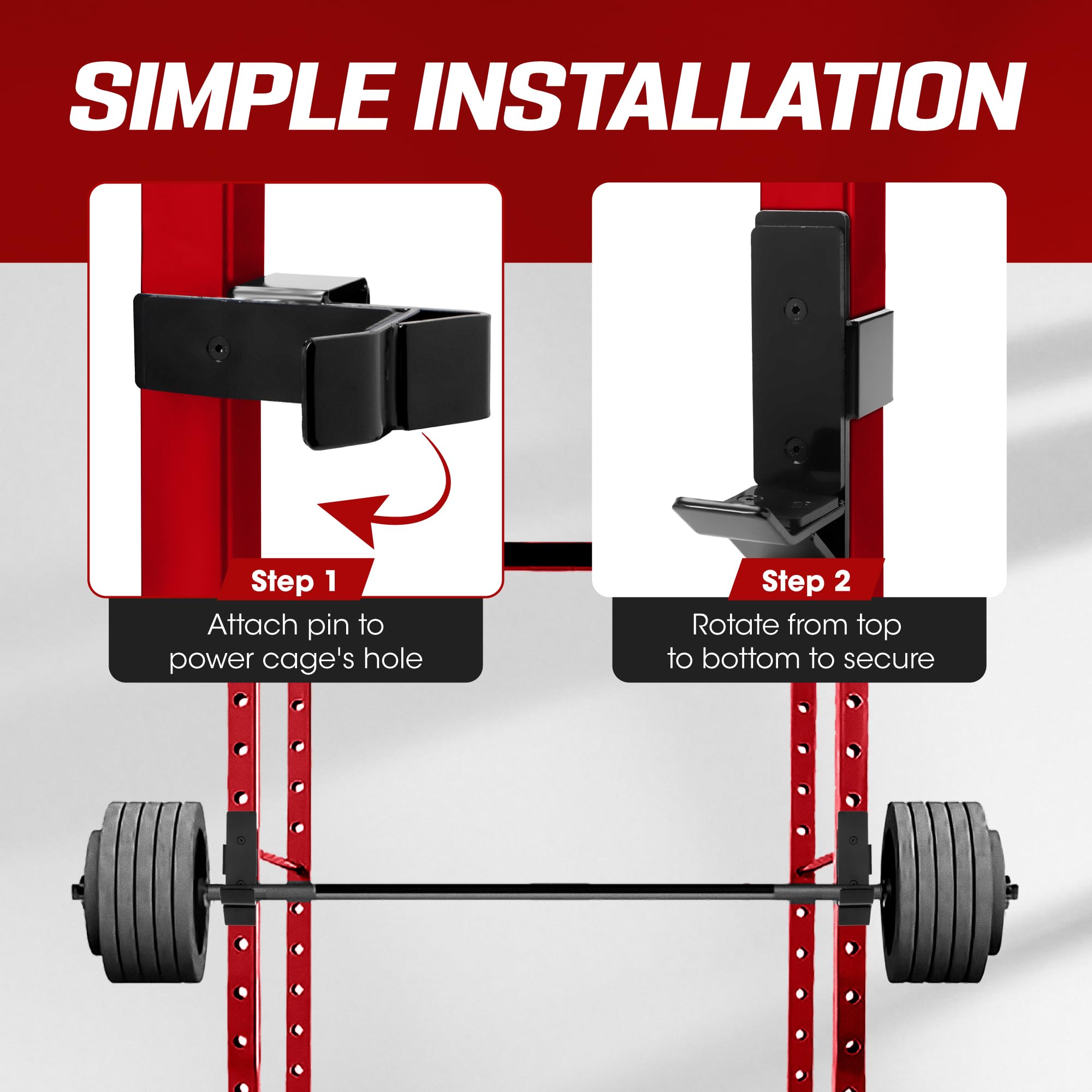 Yes4All 3x3 Power Rack J-Hooks | 1000lb Capacity Steel Barbell Holders