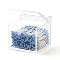 WORHE Acrylic Cotton Bud Holder with Lid | Bathroom Swab Organizer