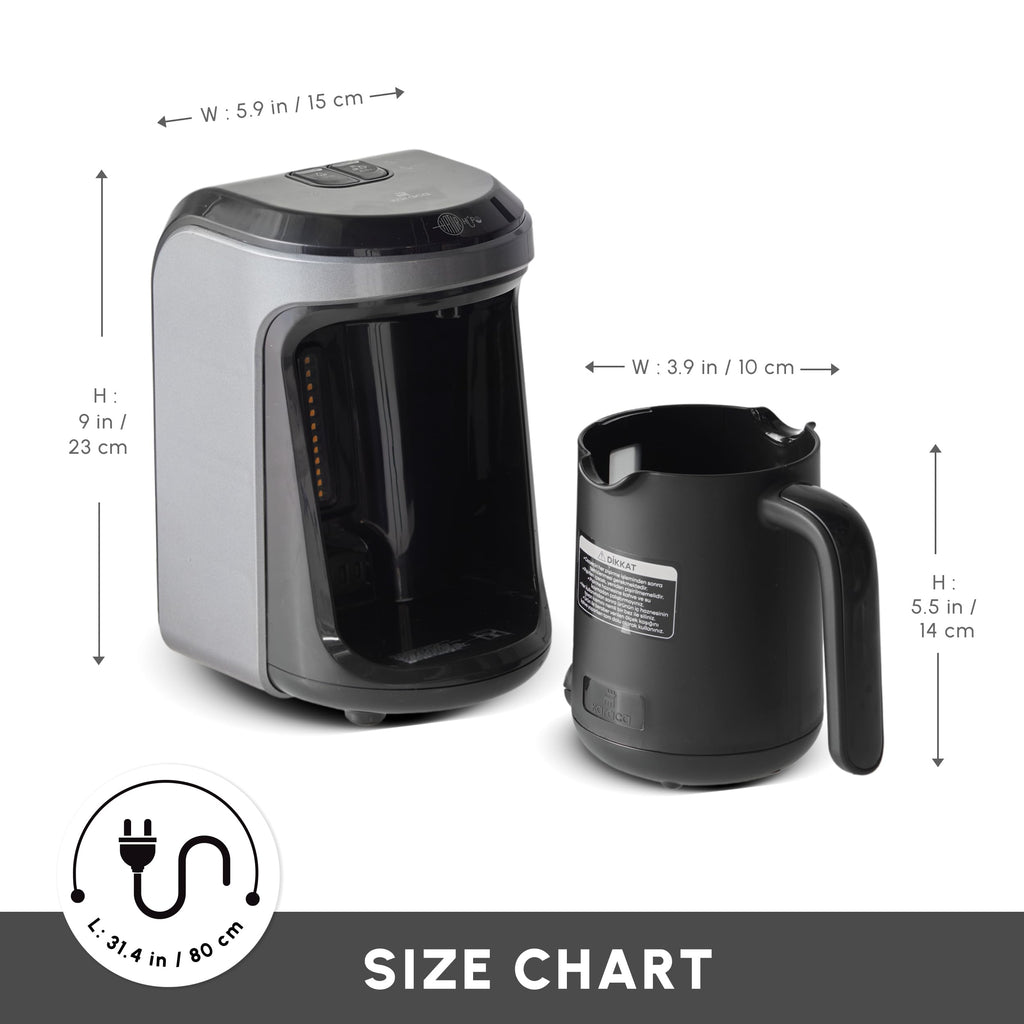 Karaca Hatır Hüps Turkish Coffee Maker & Milk Machine - 5 Cup, Anthracite