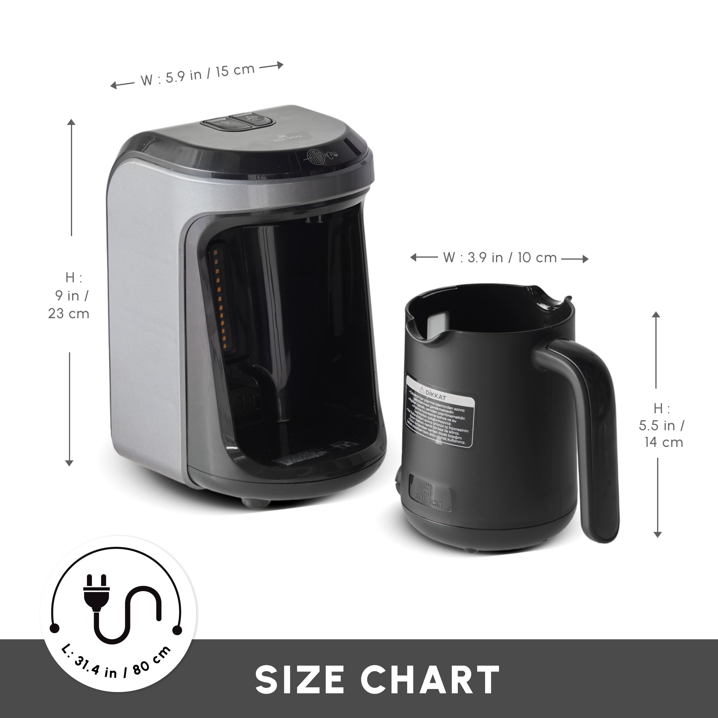Karaca Hatır Hüps Turkish Coffee Maker & Milk Machine - 5 Cup, Anthracite