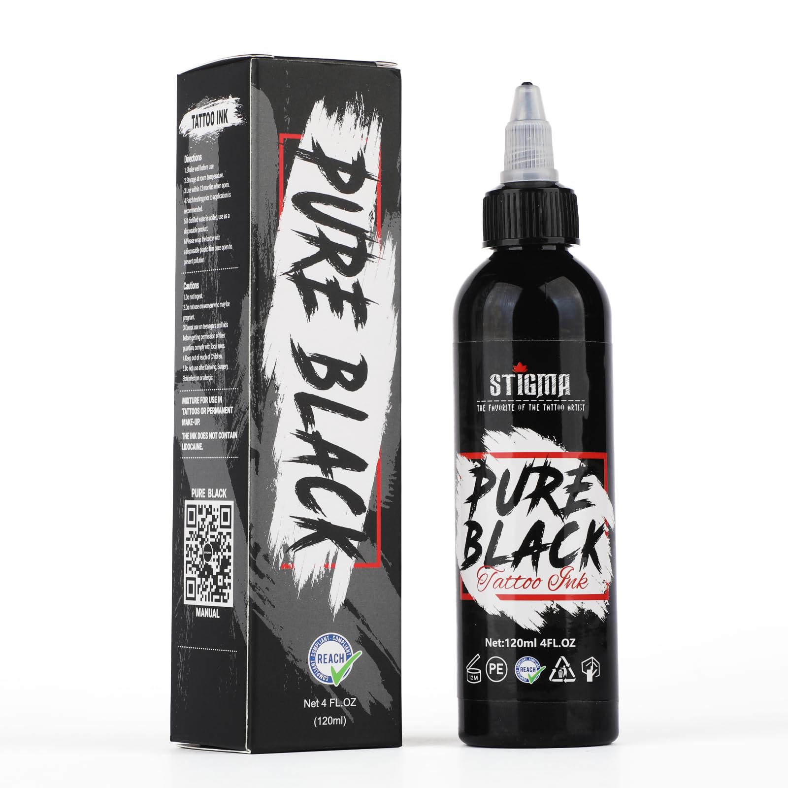 STIGMA Pure Black Tattoo Ink – 4oz Professional Pigment for Lining & Shading
