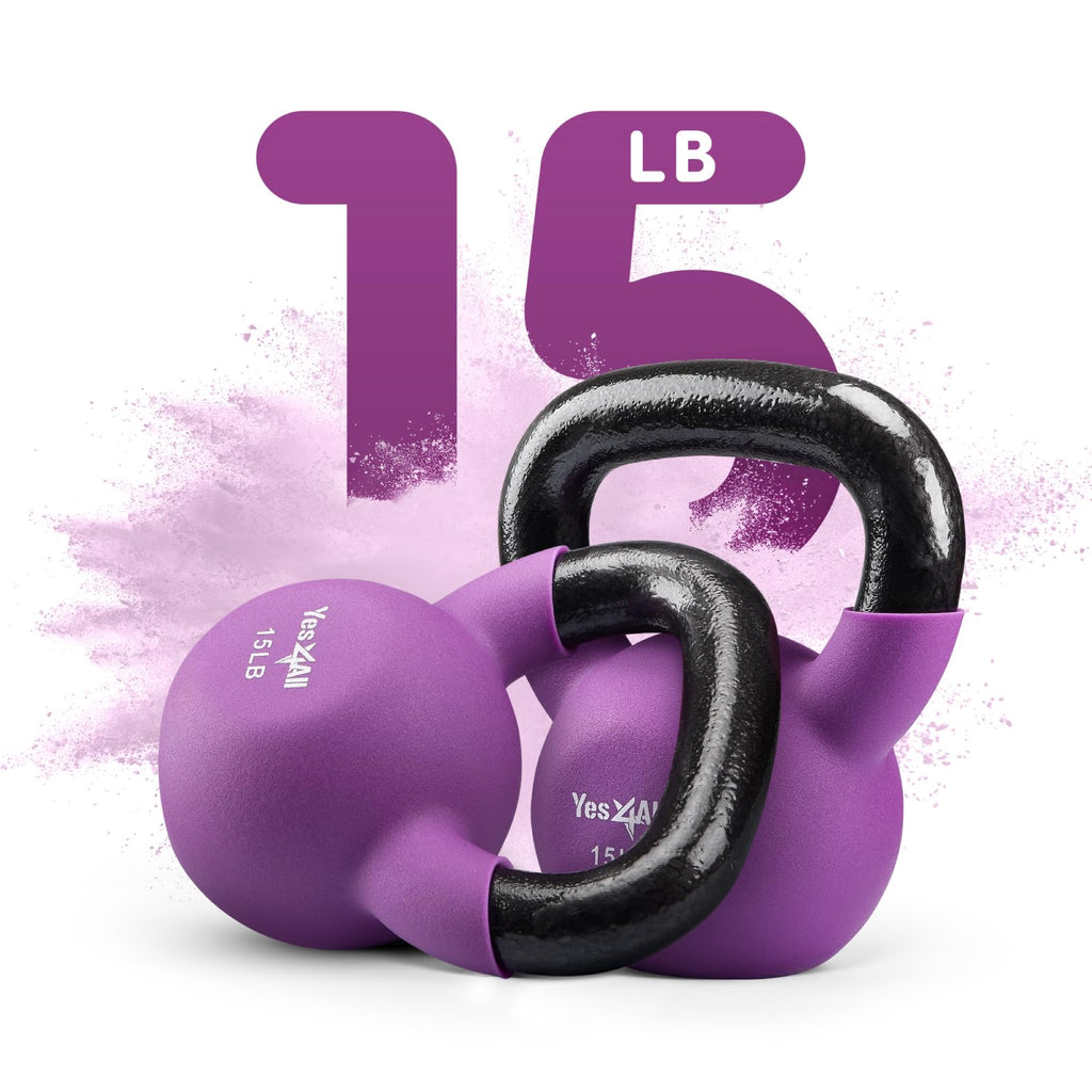 Yes4All Neoprene Coated Cast Iron Kettlebell – 15lb Willowherb