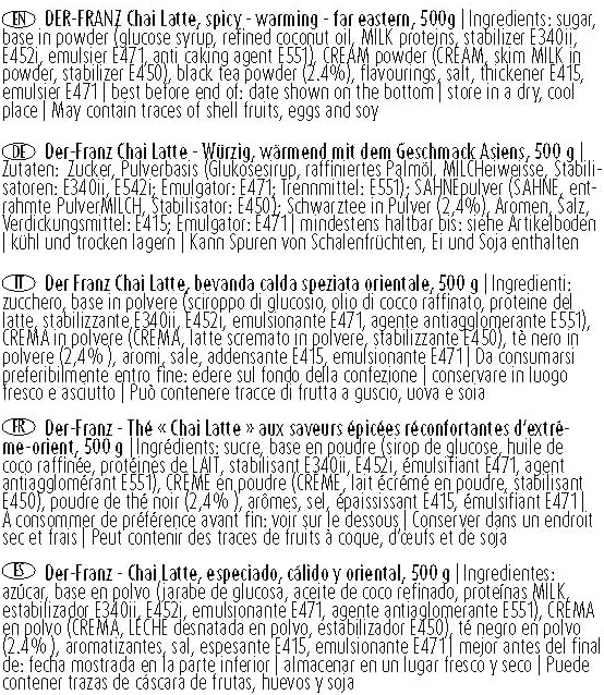 Der-Franz Chai Latte – Instant Indian Spiced Black Tea Powder, 500 g