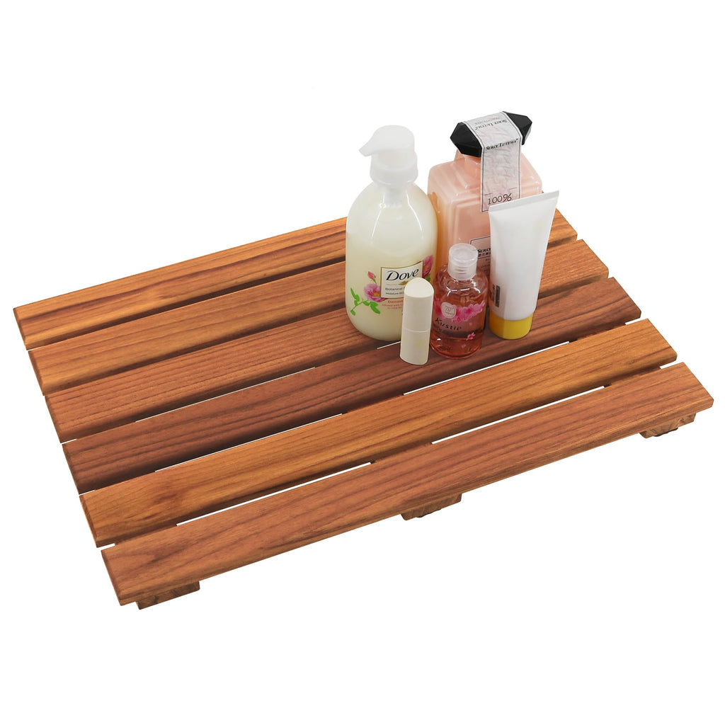 VaeFae Teak Shower Mat | Non-Slip Wooden Spa Bath Mat | 50.8 x 33 cm