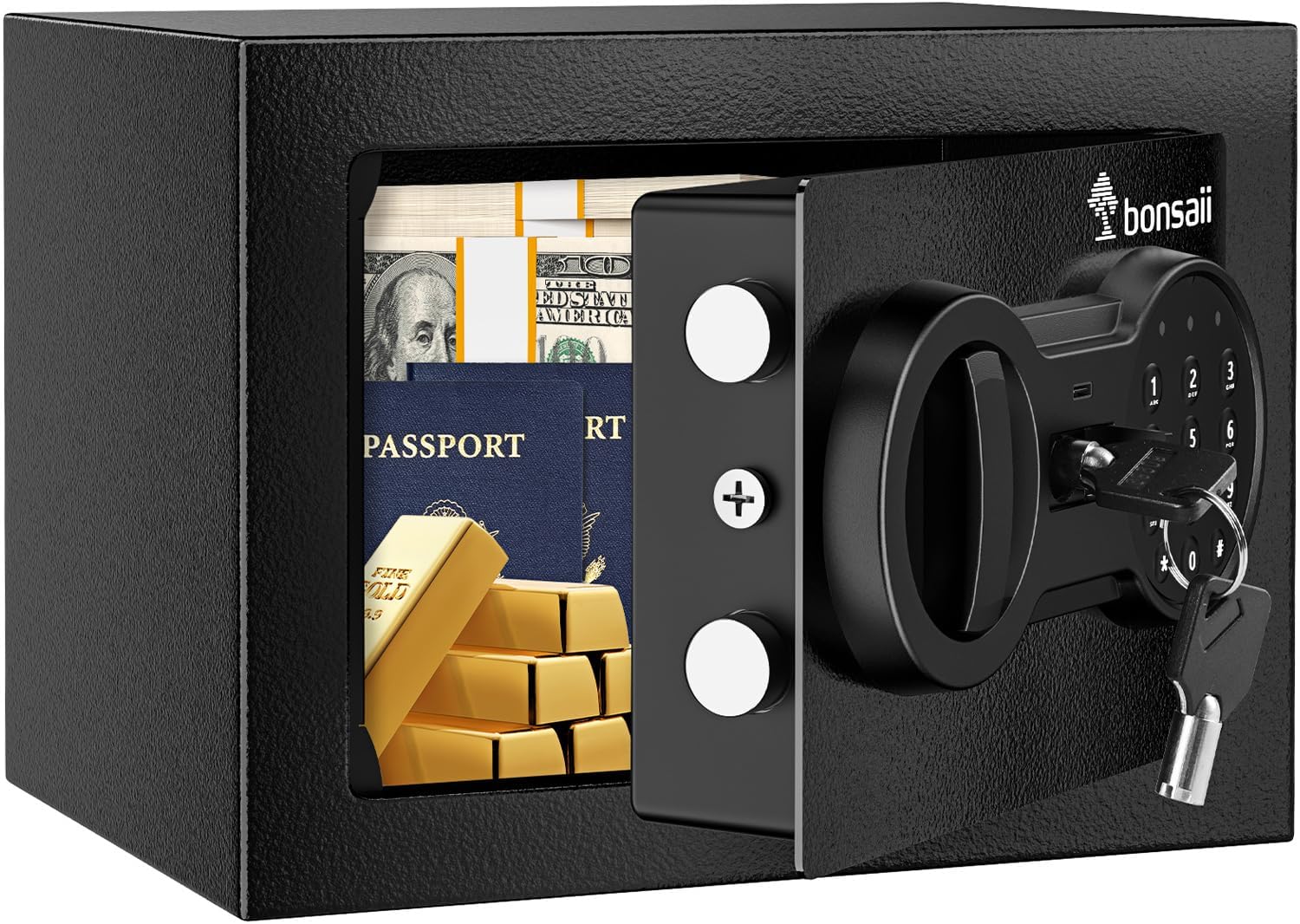 Bonsaii 6.6L Small Digital Safe Box | Steel Security Box with Keypad