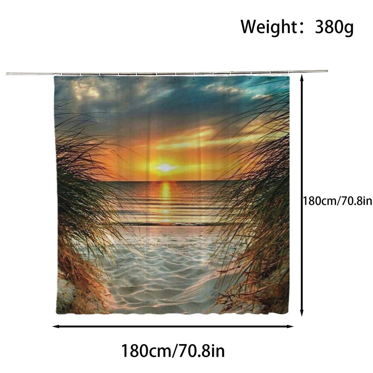 FAIRYGATE Shower Curtains for Garden Shower Curtain Mould Proof Resistant Water Repellant Fabric Polyester with 12 Plastic Hooks Bathroom Curtains - image 2