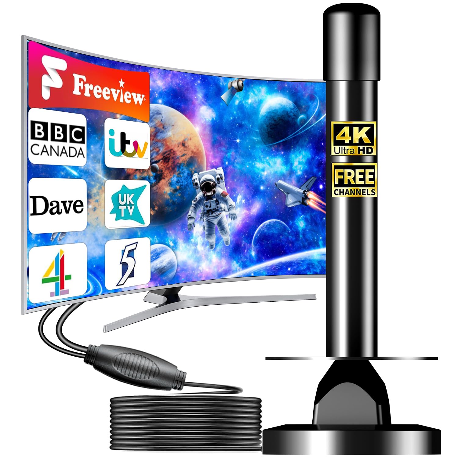 Jolof Store Indoor TV Aerial – 4K Freeview Antenna with Signal Booster