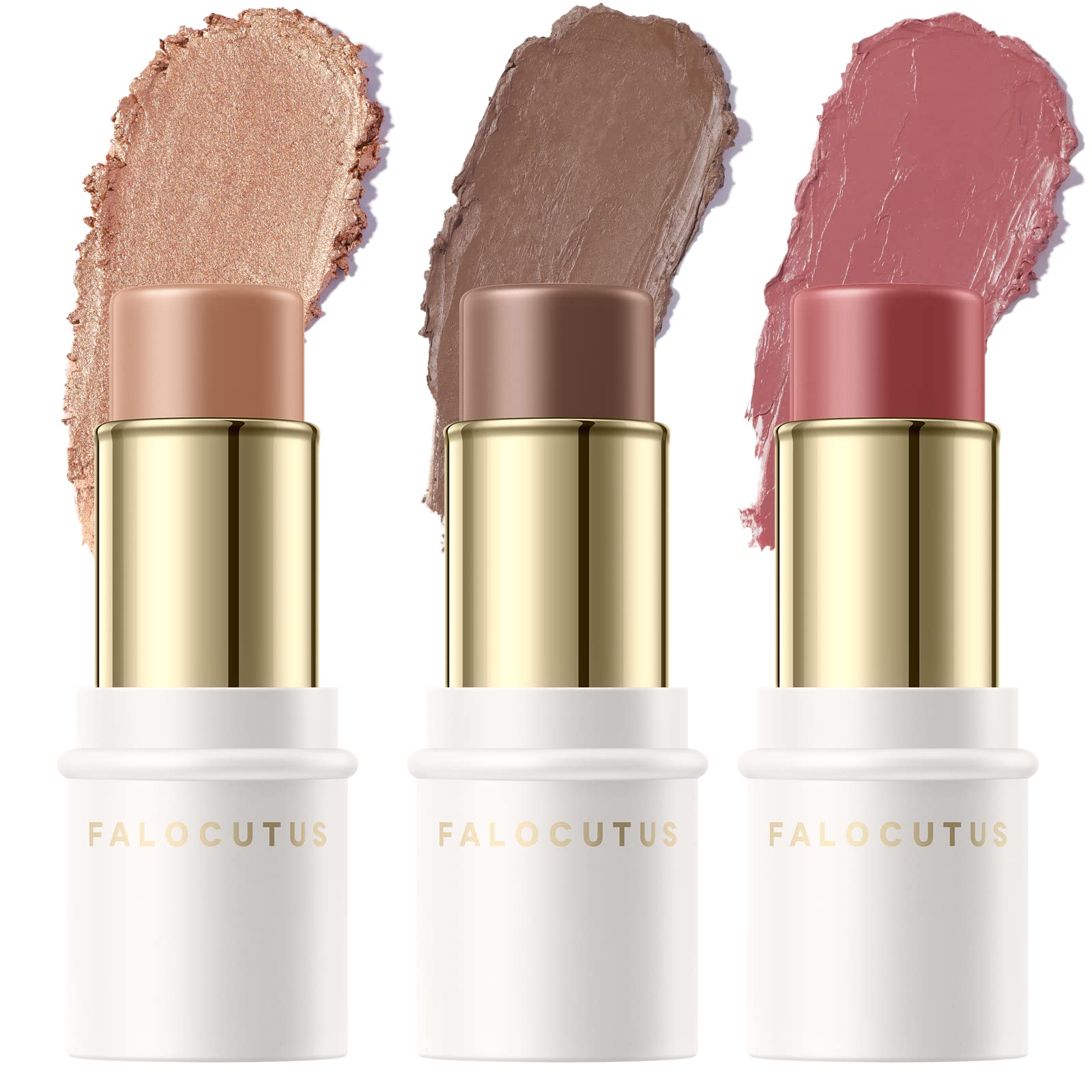 FALOCUTUS 3-Piece Contour Stick Set | Cream Blush & Highlighter Pen