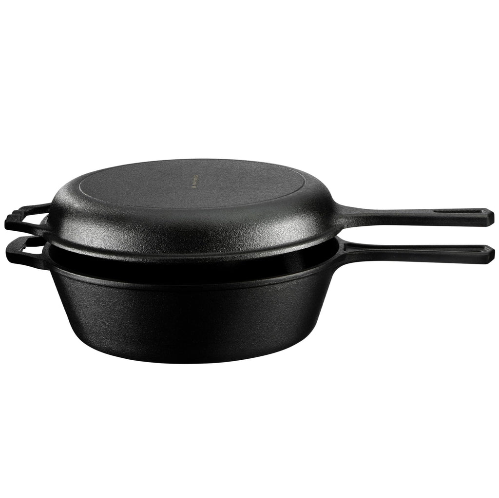 Navaris Pre-Seasoned Cast Iron Dutch Oven – 3.4L Casserole Dish with Pan Lid