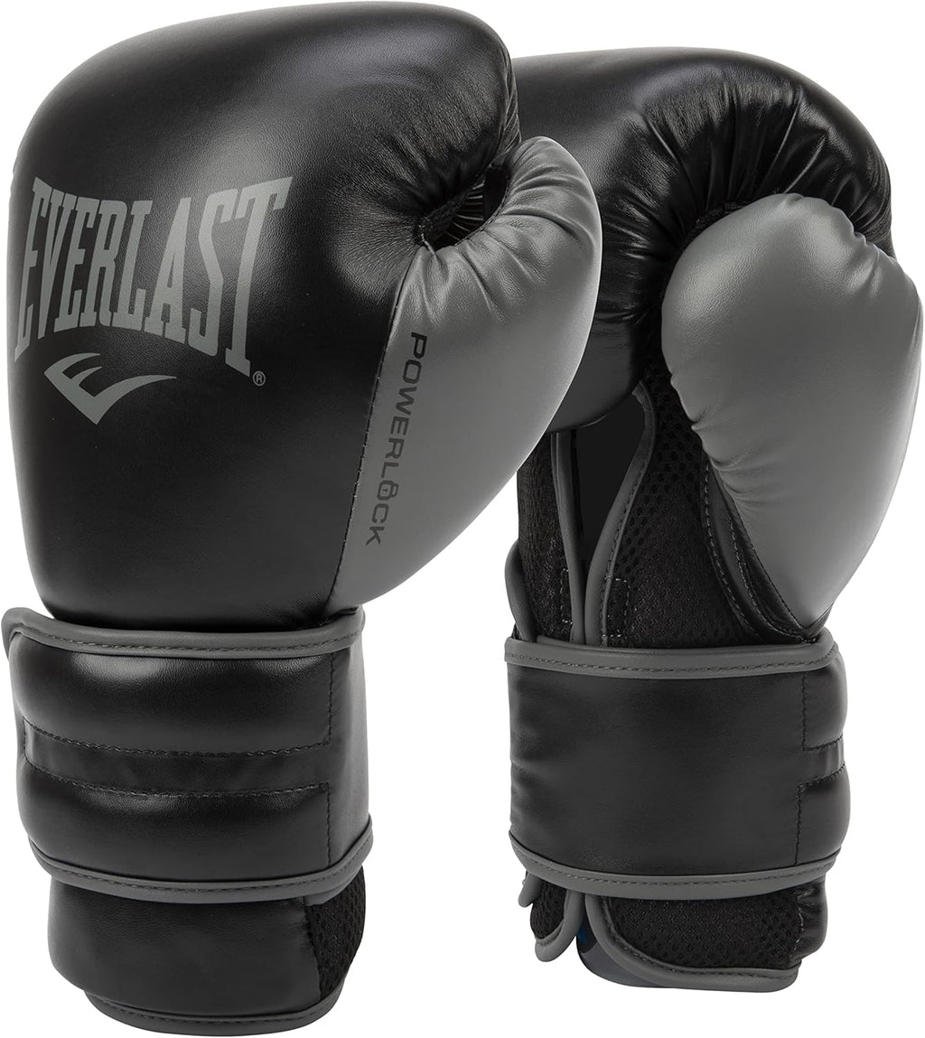 Everlast Powerlock 2R Training Gloves | Black Synthetic Leather | 14oz