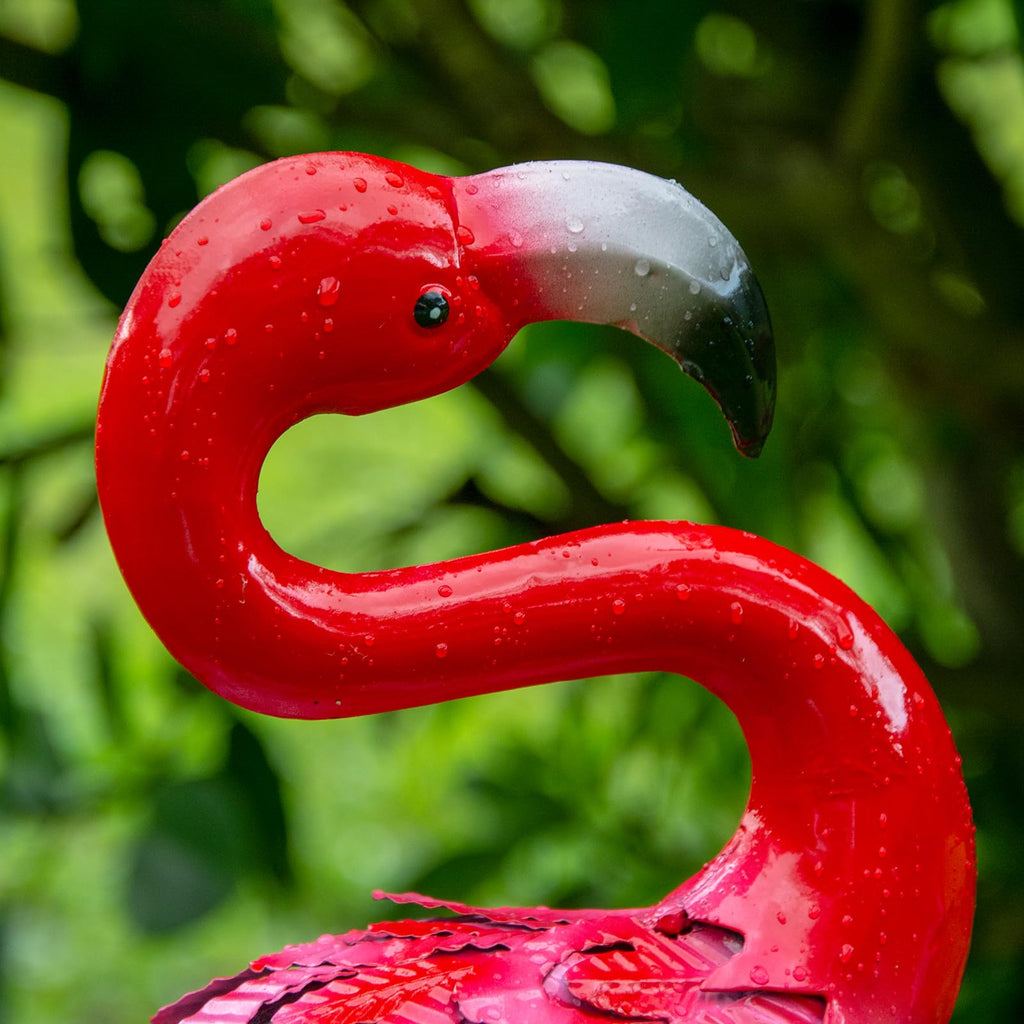 Metal Flamingo Garden Statues – Set of 2 Outdoor Yard Art