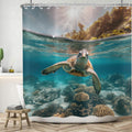 Sea Turtle Ocean Shower Curtain | Waterproof Polyester, 180x200cm