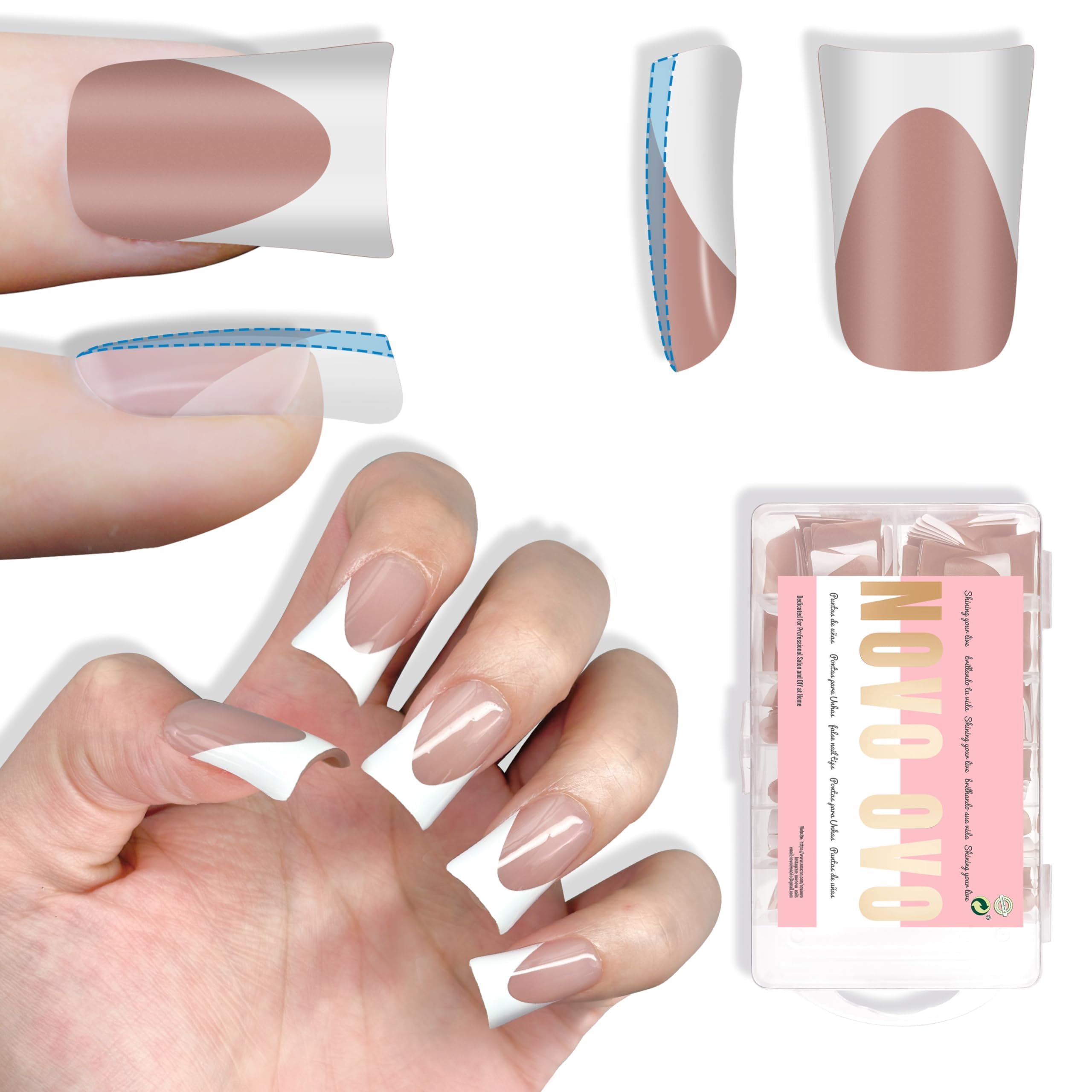 NOVO OVO Short Duck Nail Tips | French Tip Soft Gel Press On - 240pc