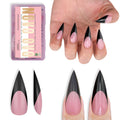 NOVO OVO Black French Tip Stiletto Press On Nails - Soft Gel Full Cover