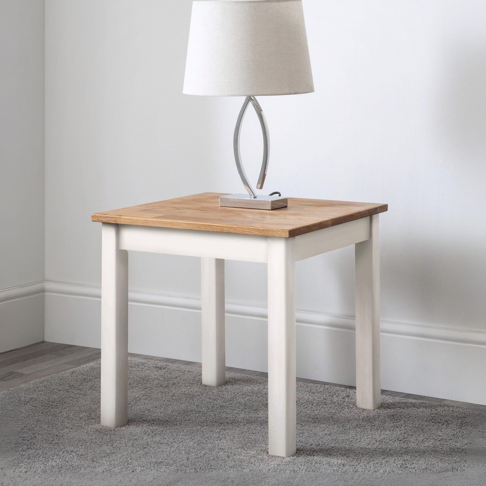 Julian Bowen Coxmoor Lamp Table – Solid Oak Side Table in White
